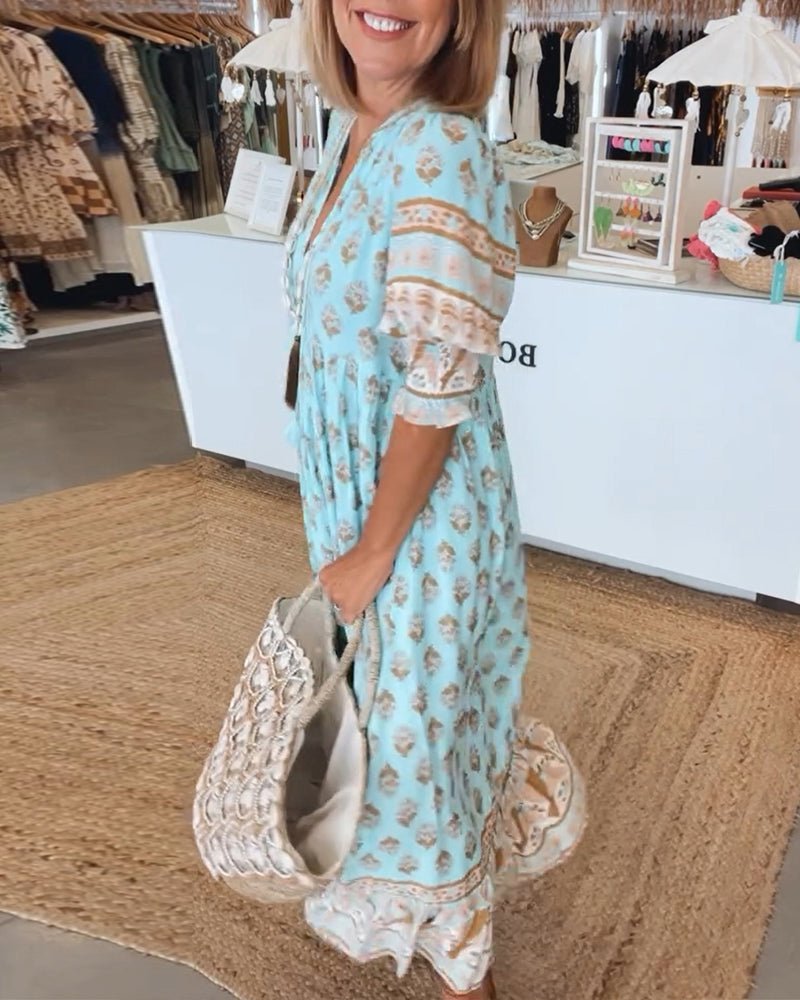 Mana  Chic Floral V-Neck Dress