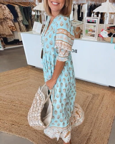 Mana  Chic Floral V-Neck Dress