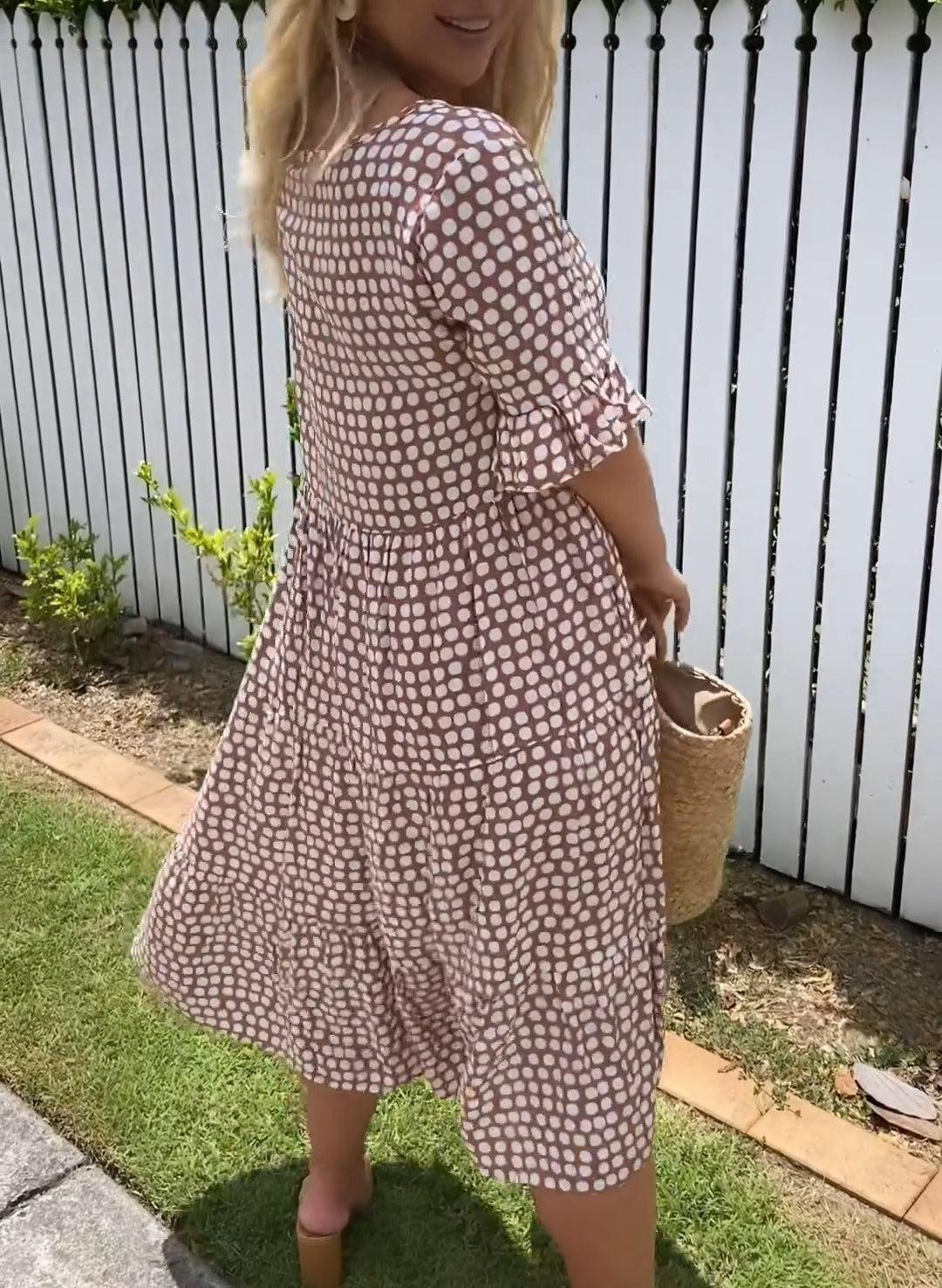 Zora  Short Sleeved Midi Dress