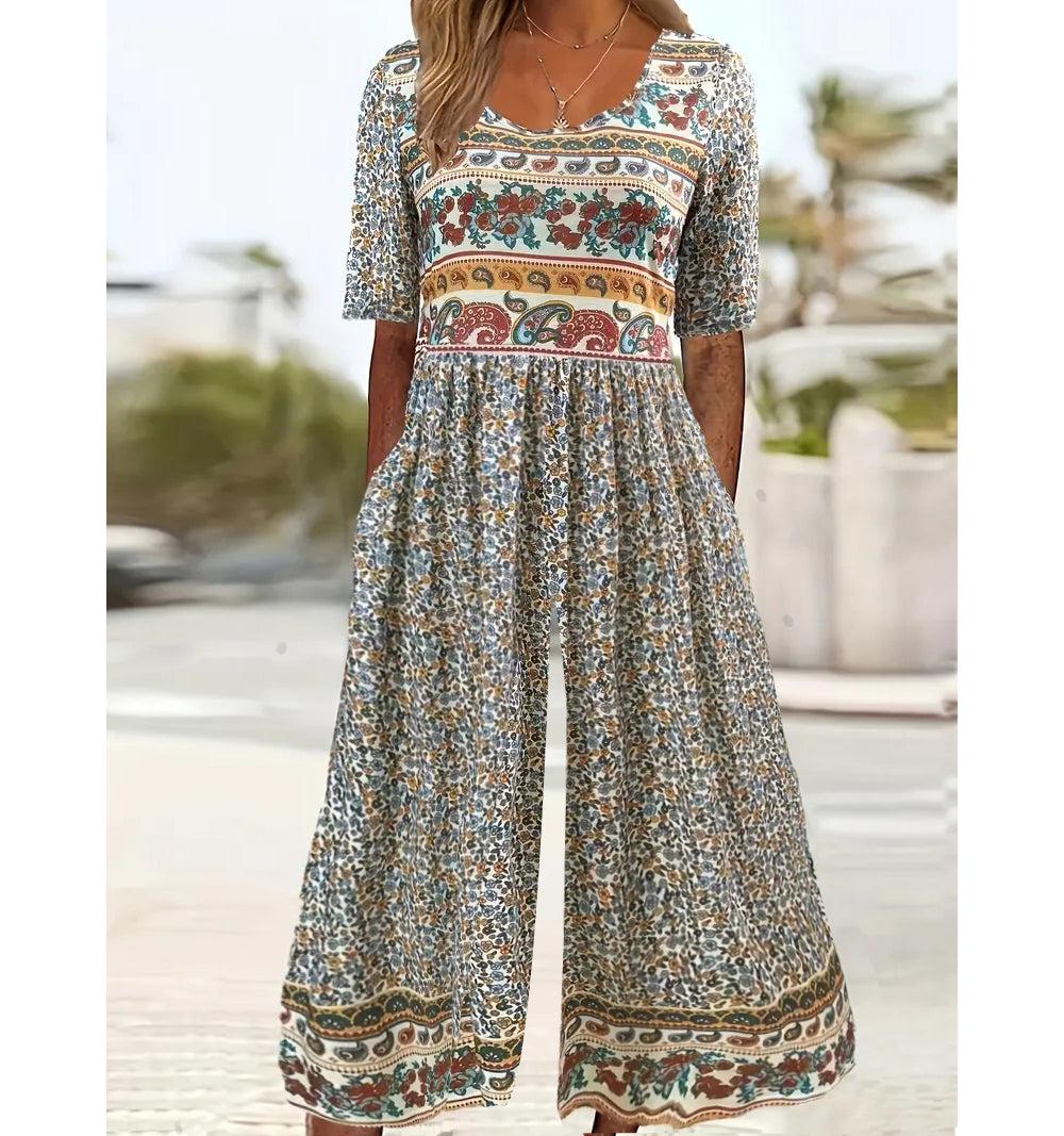 Stylish Side Pocket Scoop Neck Jumpsuit