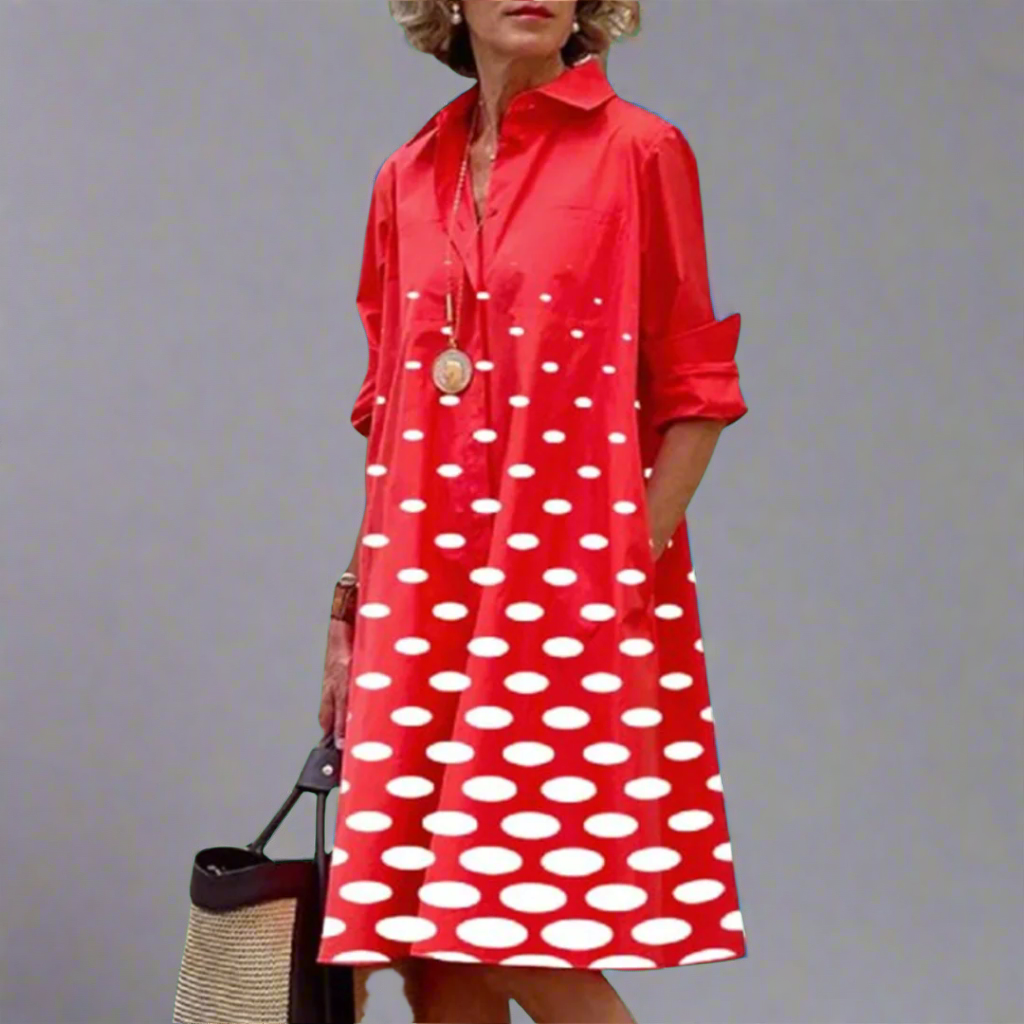 Zosia  Women's Retro Long-Sleeved Pocket Dress