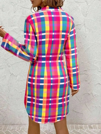 Mini dresses with long sleeves in check pattern