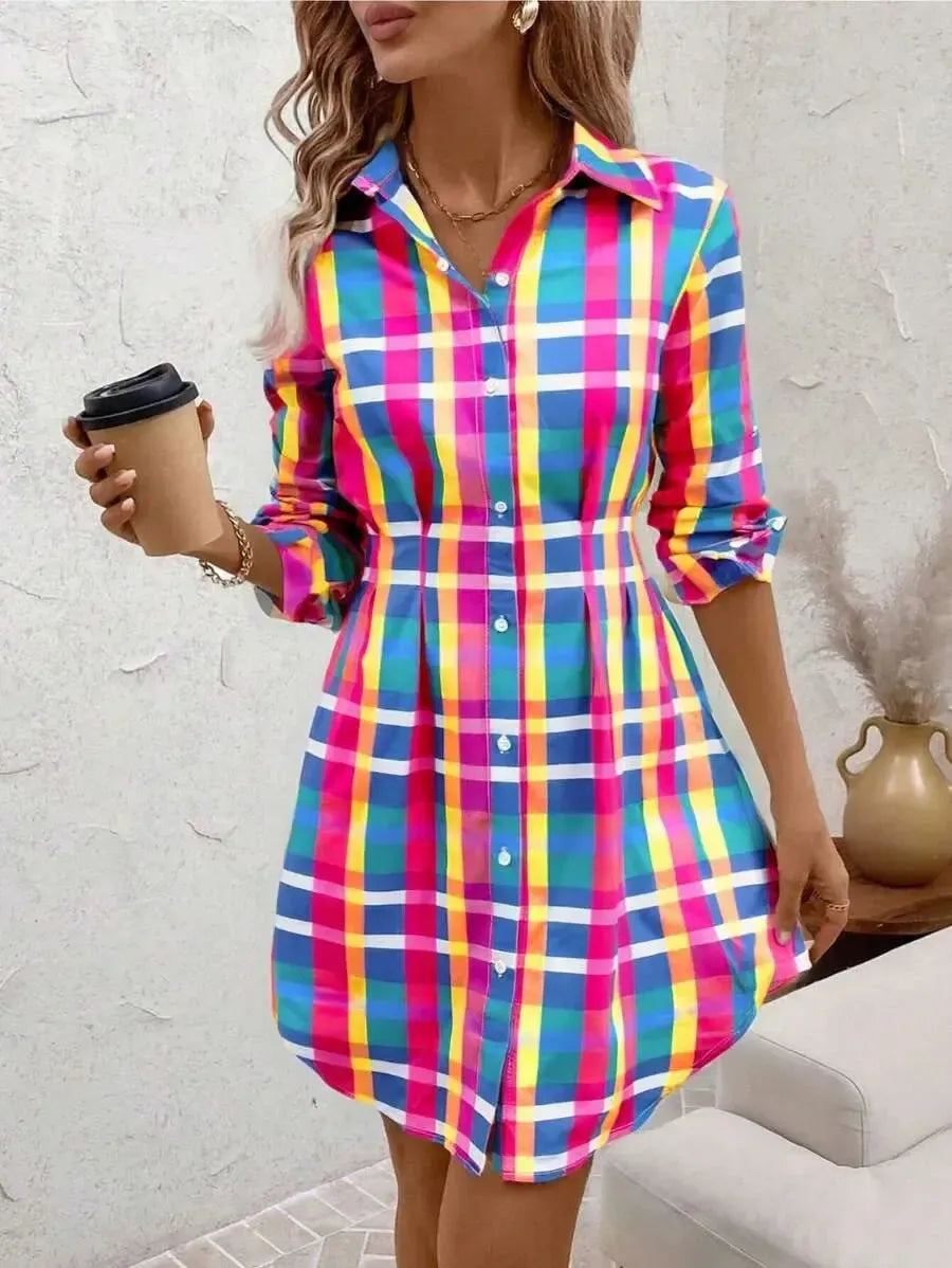 Mini dresses with long sleeves in check pattern