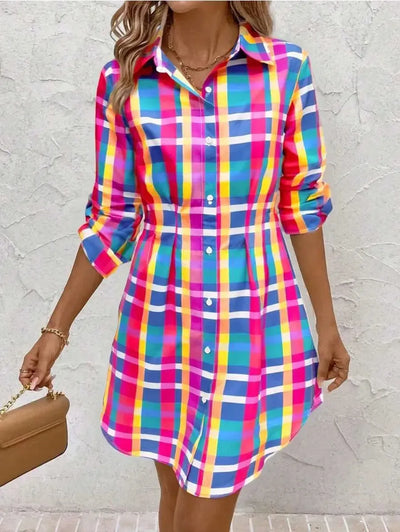 Mini dresses with long sleeves in check pattern