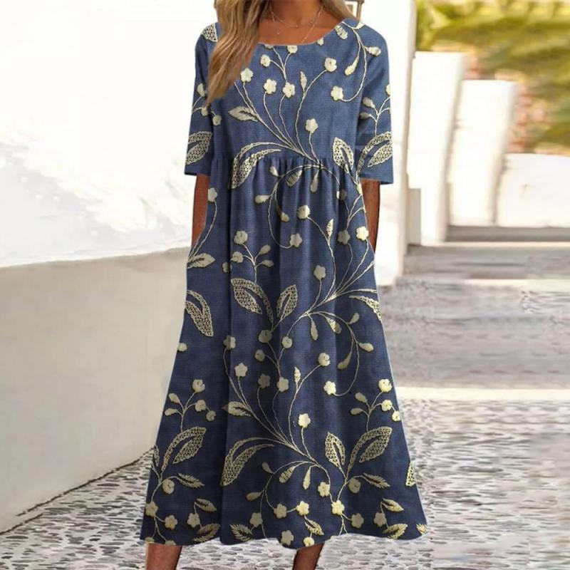 Sofia Elegant Midi Dress with Floral Print