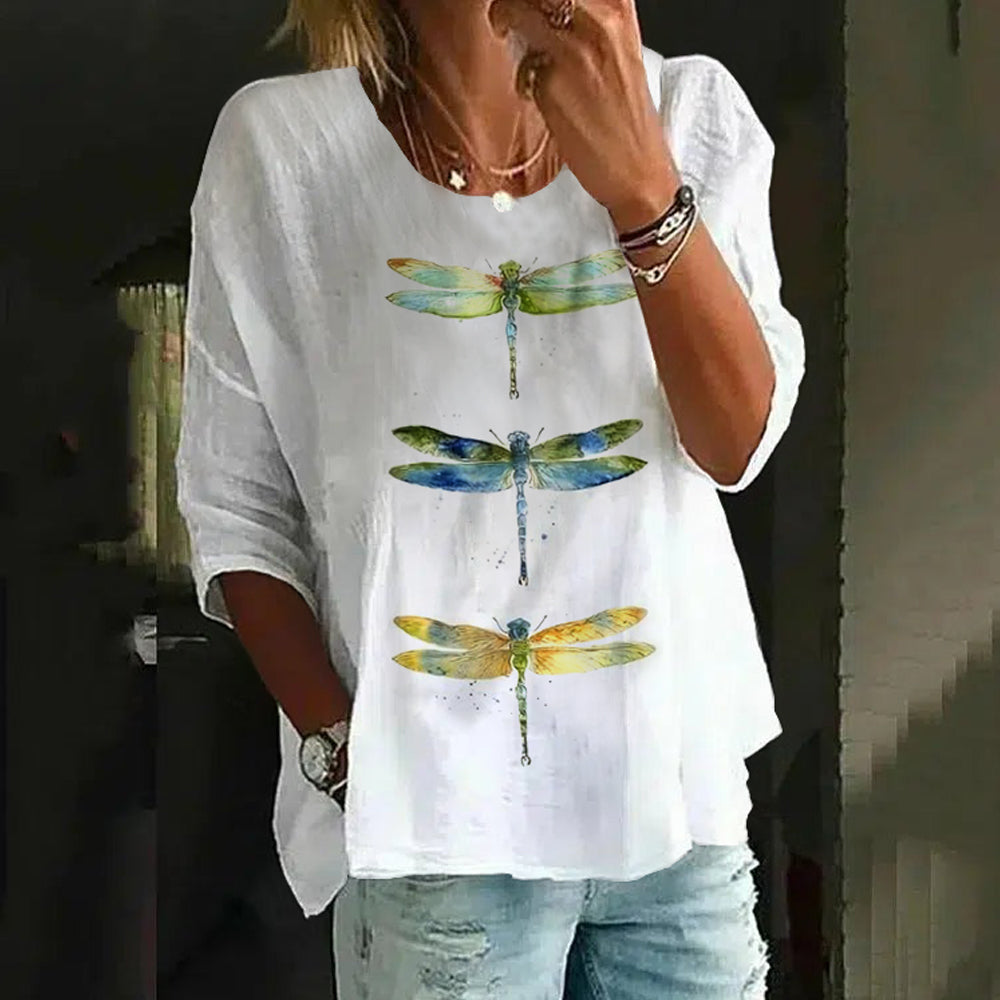 T-shirt with Round Neck and Unique Drone Print