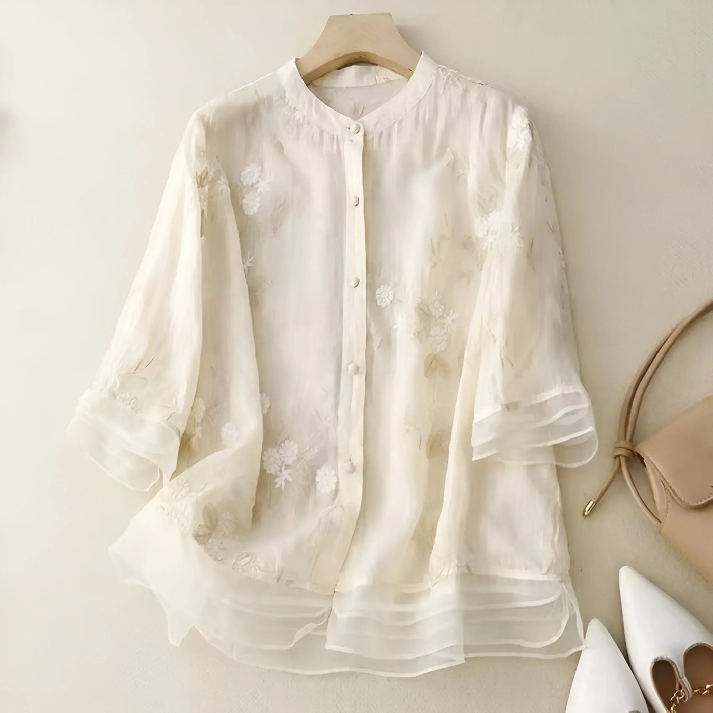 Celest | Floral Embroidered Cotton Top