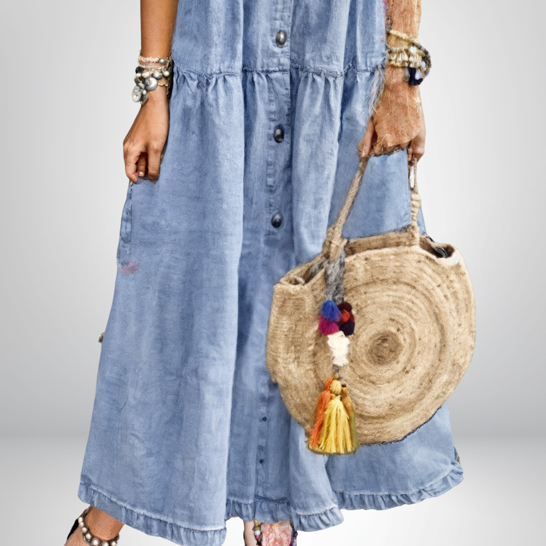Sofia Soft Denim Dress with Buttons
