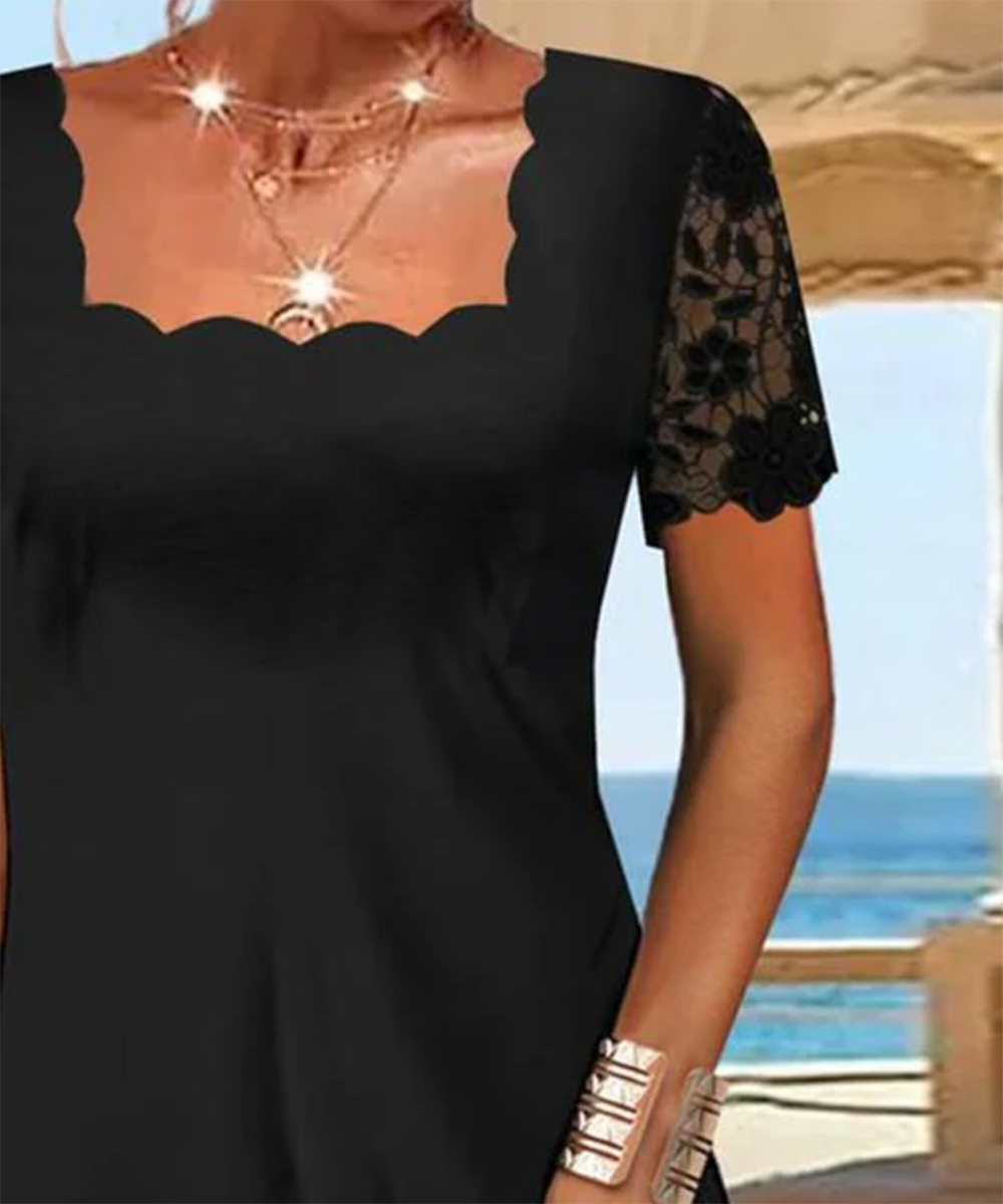 Little Black Dress with Ruffled Collar