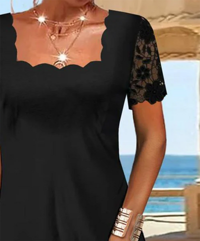 Little Black Dress with Ruffled Collar