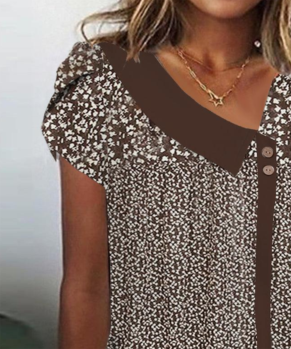 Retro Brown Short-Sleeved Shirt