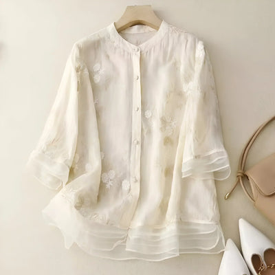 Celest | Floral Embroidered Cotton Top