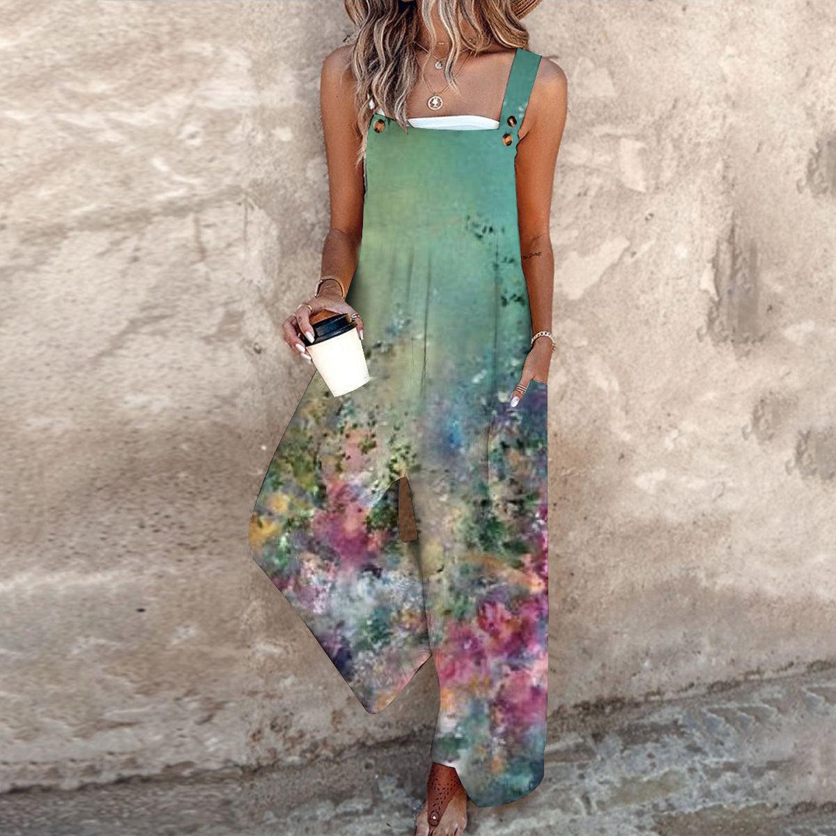 Dreamy Floral Print Strap Sleeveless Jumpsuit