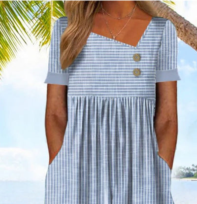 Youthful Blue Striped Short Sleeve Jumpsuit