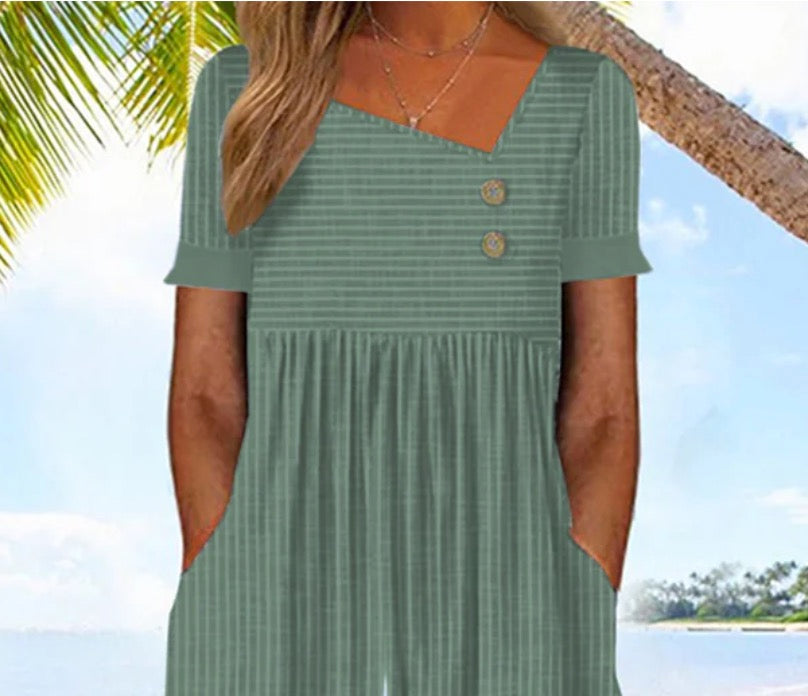 Youthful Blue Striped Short Sleeve Jumpsuit