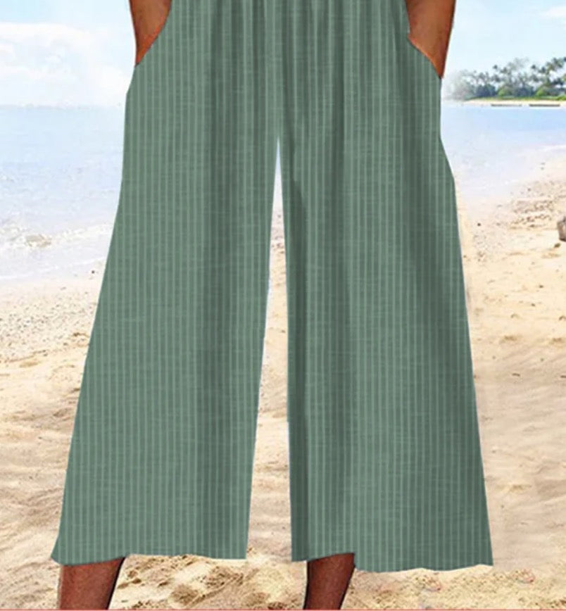 Youthful Blue Striped Short Sleeve Jumpsuit