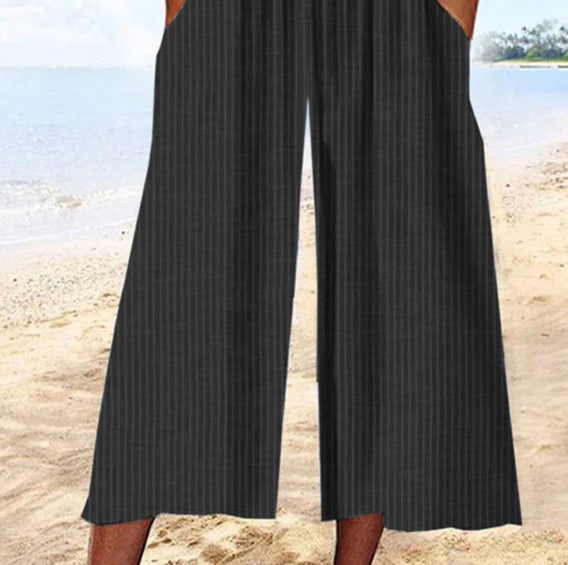 Youthful Blue Striped Short Sleeve Jumpsuit
