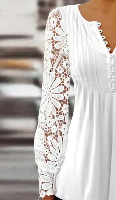 Tunic with Floral White Lace Sleeves