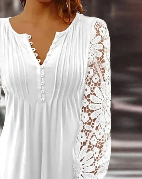 Tunic with Floral White Lace Sleeves