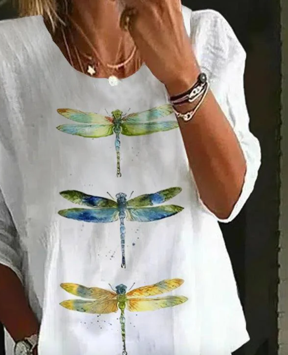 T-shirt with Round Neck and Unique Drone Print