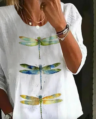 T-shirt with Round Neck and Unique Drone Print