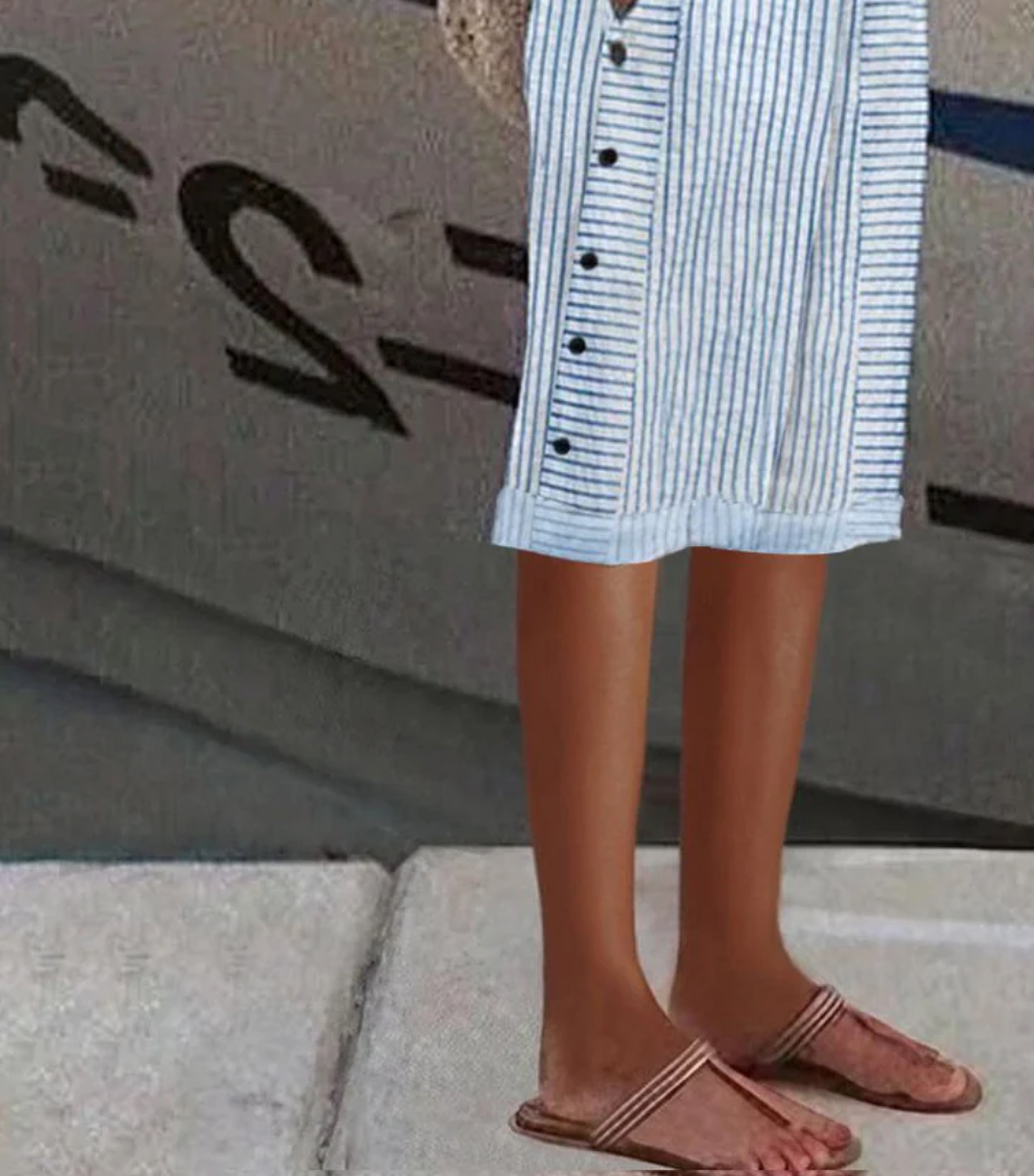 Blue Striped Trousers with Pockets
