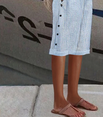 Blue Striped Trousers with Pockets