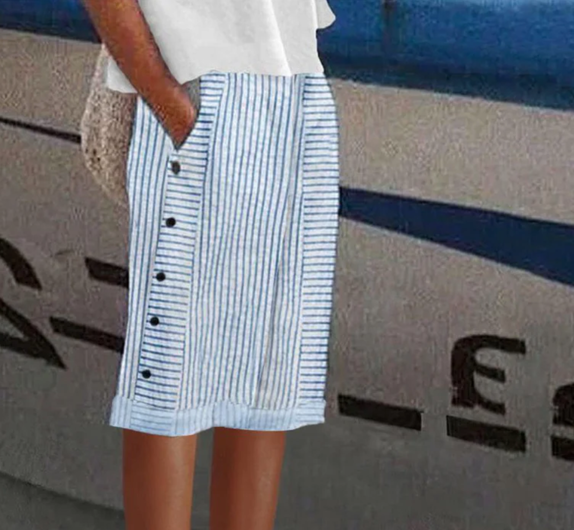 Blue Striped Trousers with Pockets