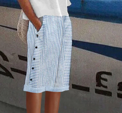 Blue Striped Trousers with Pockets