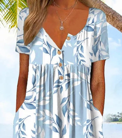 Blue V-Neck Side Pocket Jumpsuit