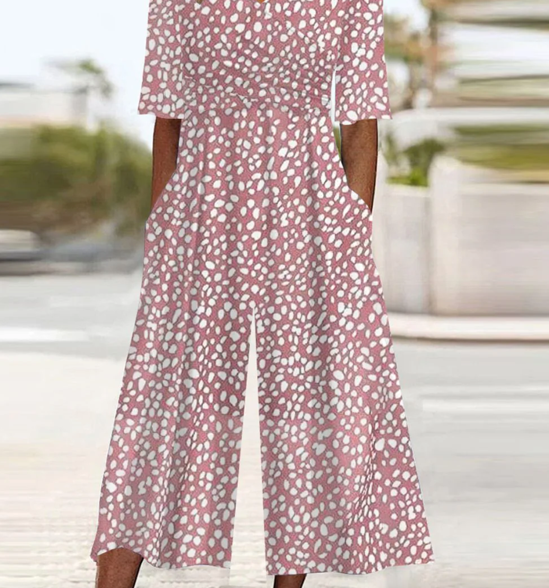 Pink Side Pocket V-Neck Jumpsuit
