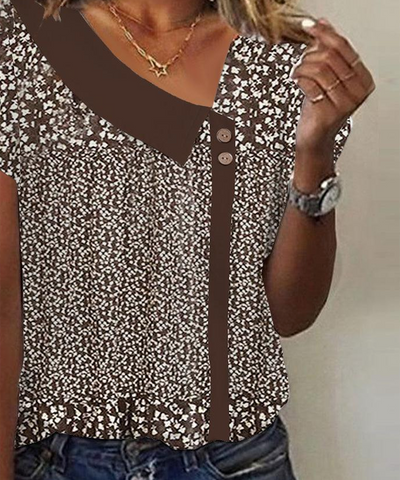 Retro Brown Short-Sleeved Shirt