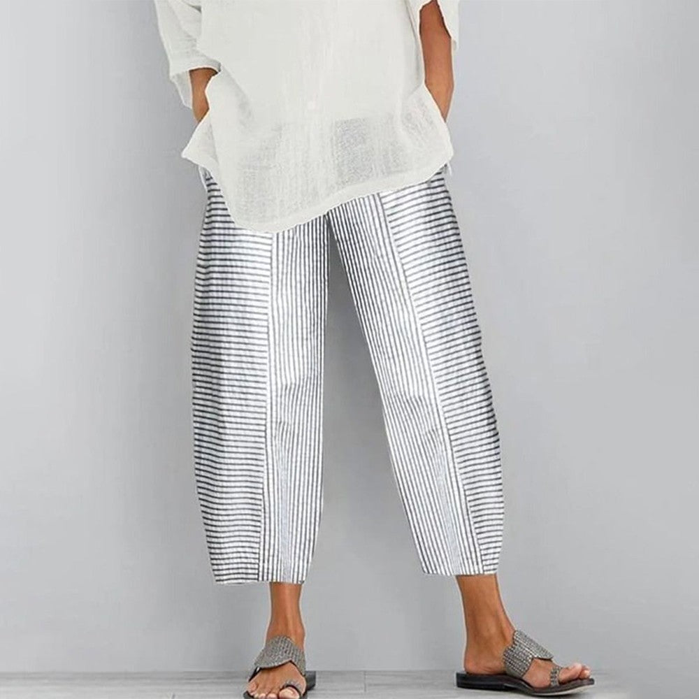 Classic Black and White Striped Trousers