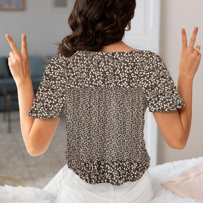 Retro Brown Short-Sleeved Shirt
