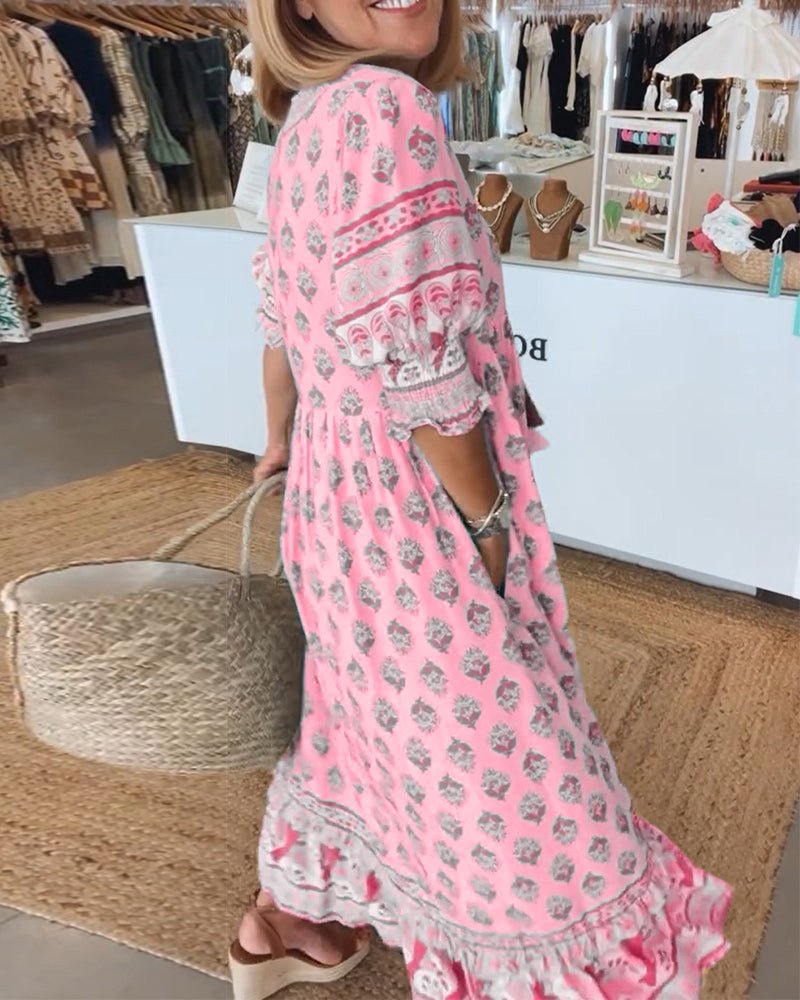 Mana  Chic Floral V-Neck Dress
