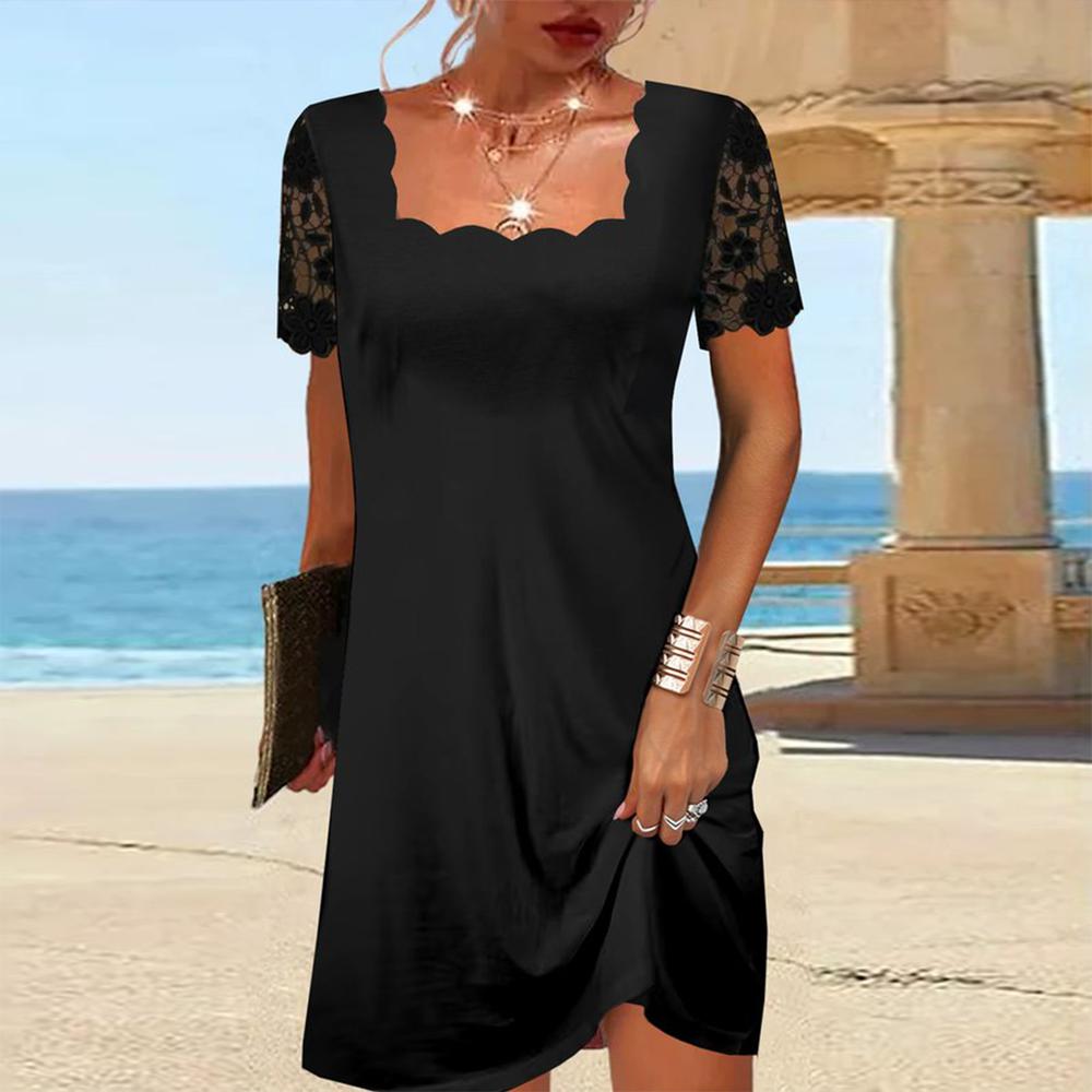 Little Black Dress with Ruffled Collar
