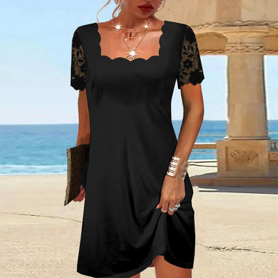 Little Black Dress with Ruffled Collar