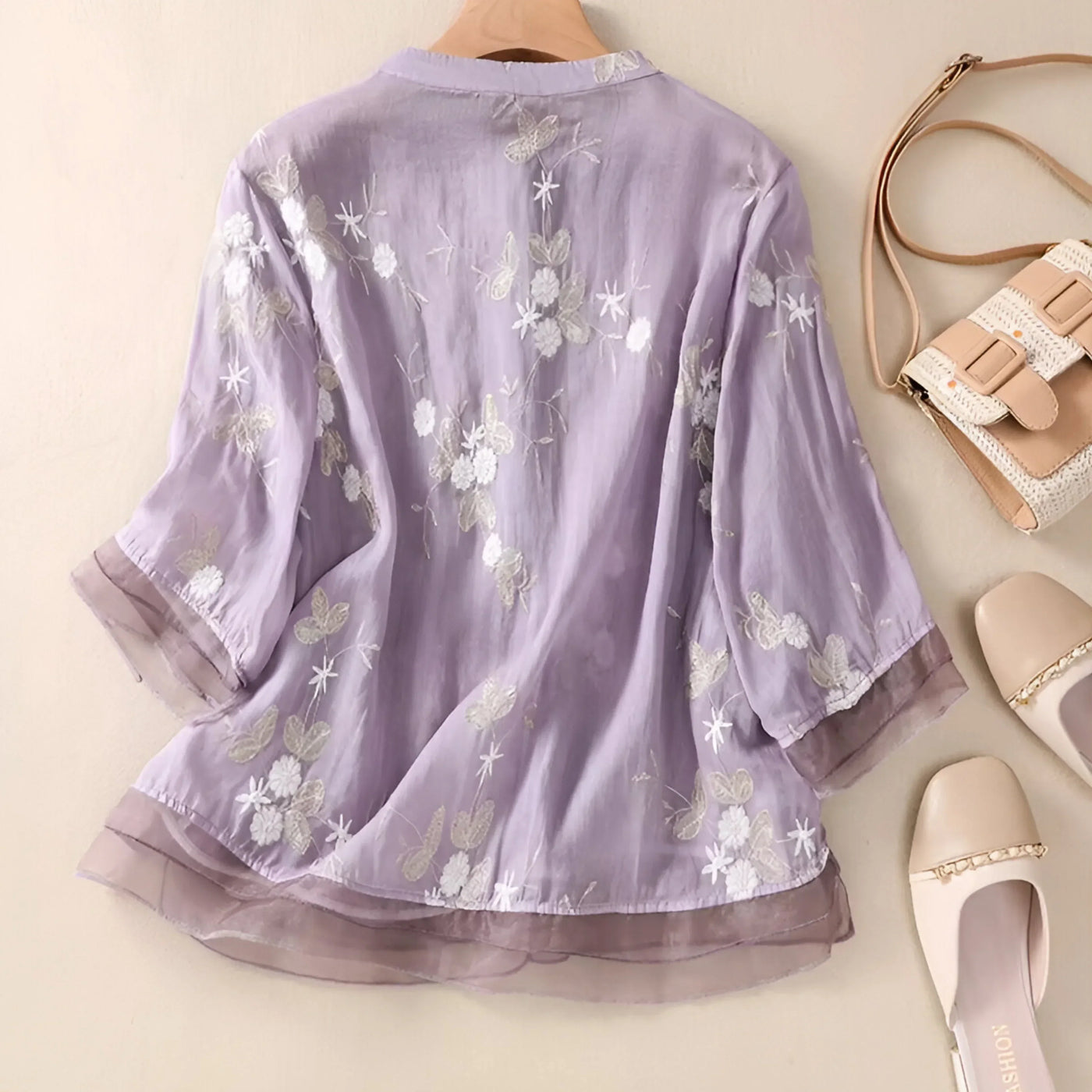 Celest | Floral Embroidered Cotton Top
