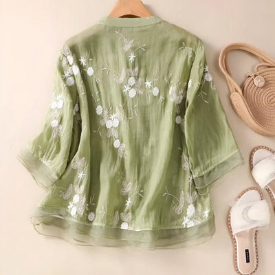 Celest | Floral Embroidered Cotton Top
