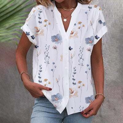 Button-up shirt with floral print