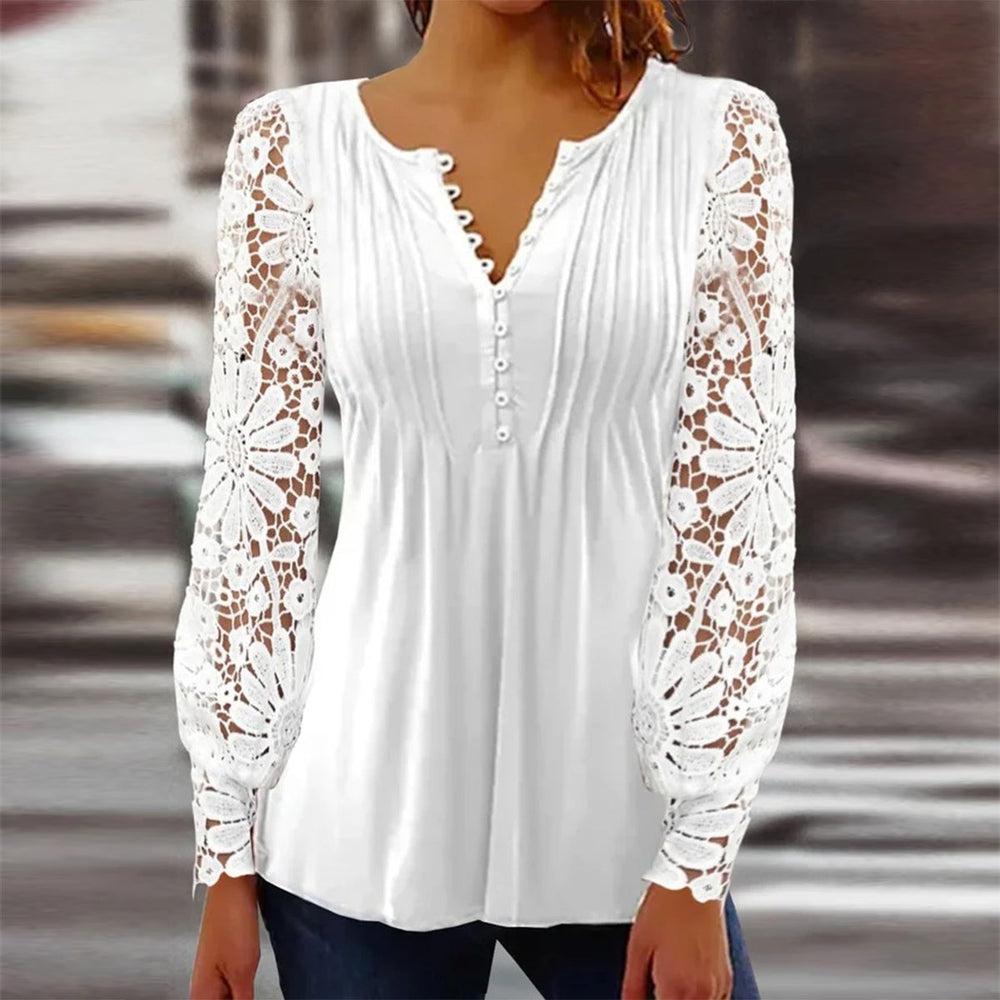 Tunic with Floral White Lace Sleeves