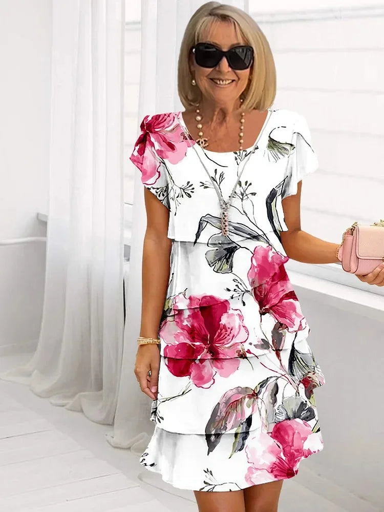 Gila  Dress with Multi-Coloured Floral Design