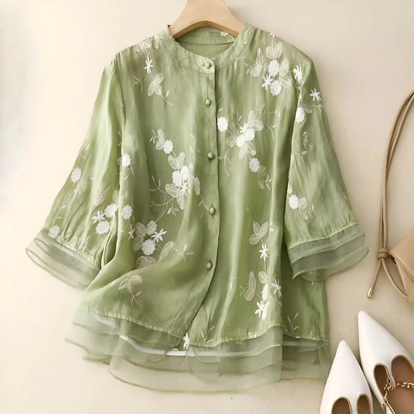 Celest | Floral Embroidered Cotton Top