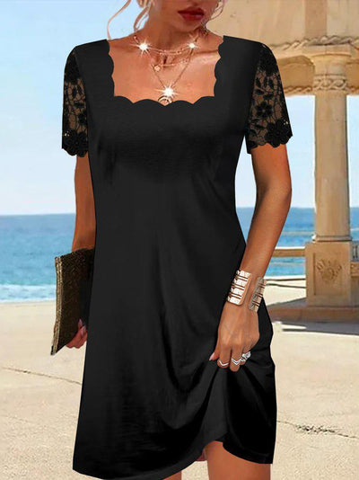 Little Black Dress with Ruffled Collar