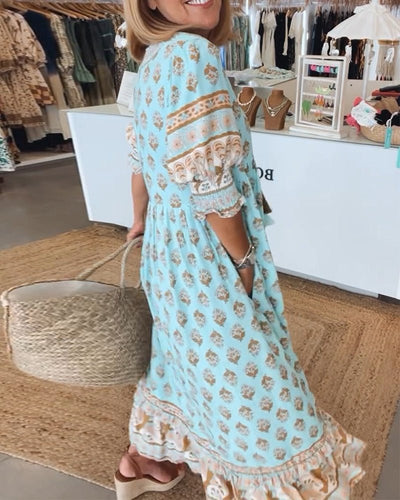 Mana  Chic Floral V-Neck Dress
