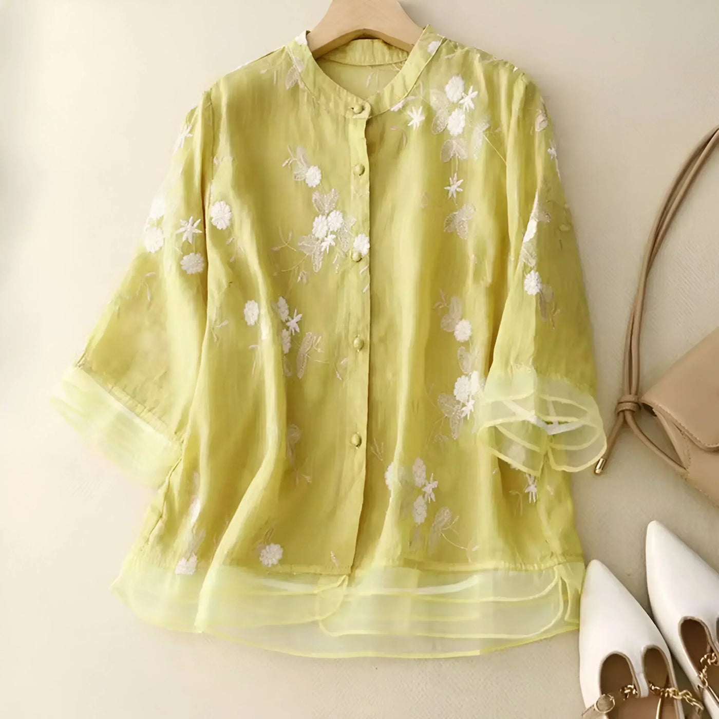 Celest | Floral Embroidered Cotton Top