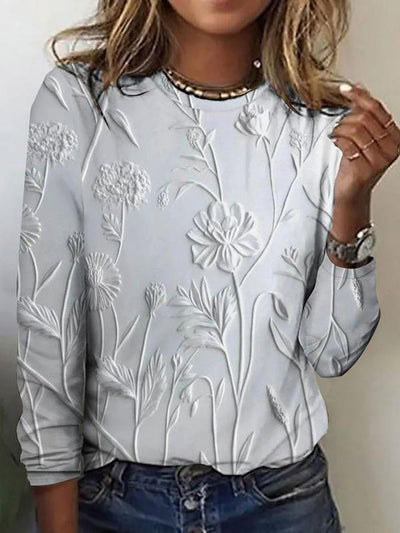 Popular t-shirt with round neck and long sleeves