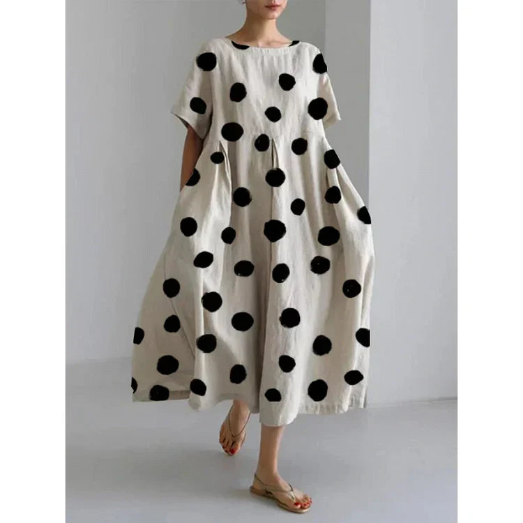 VALENTINA  Long relaxed dress with iconic polka dots and freedom of movement for summer days