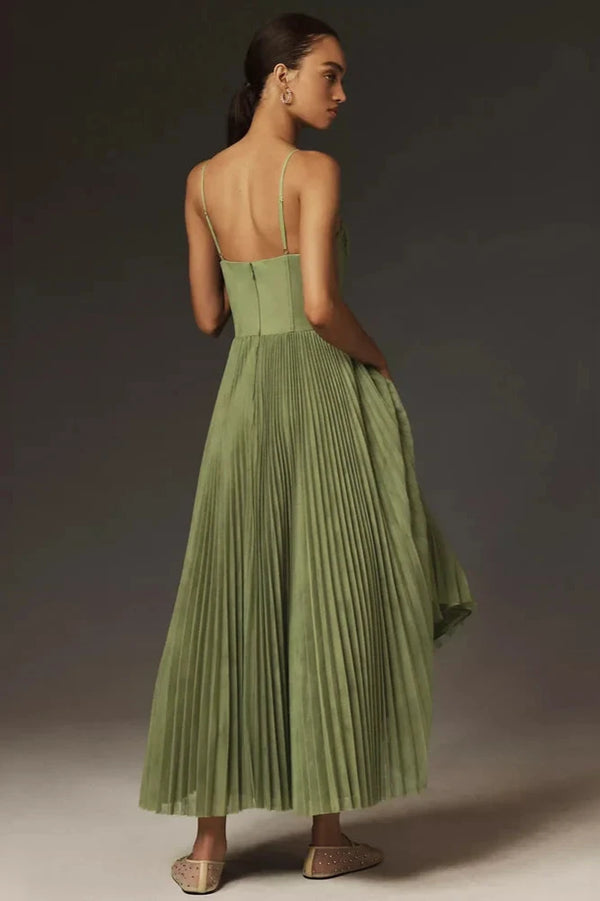 Sima Pleated Skirt with Asymmetric Hem