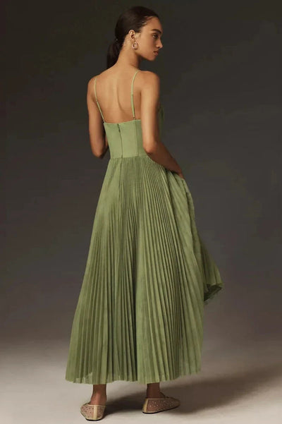 Sima Pleated Skirt with Asymmetric Hem